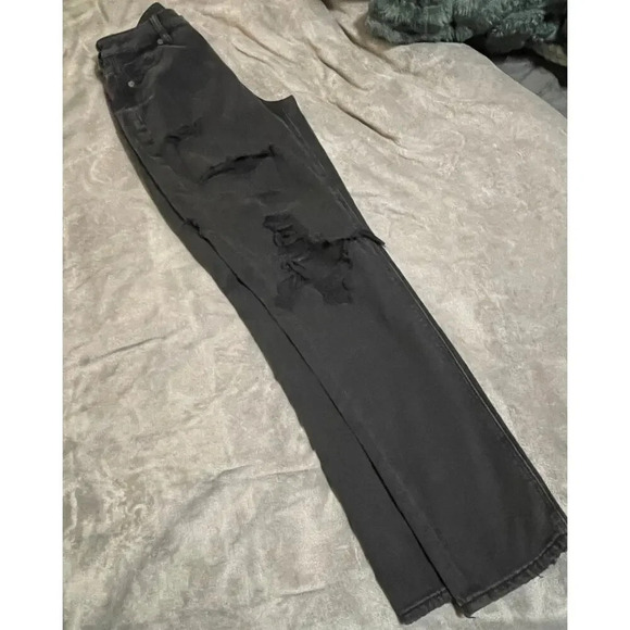 American Eagle SZ 0 Black Comfort Stretch Waistband Jeans Mom Jean - Picture 4 of 7